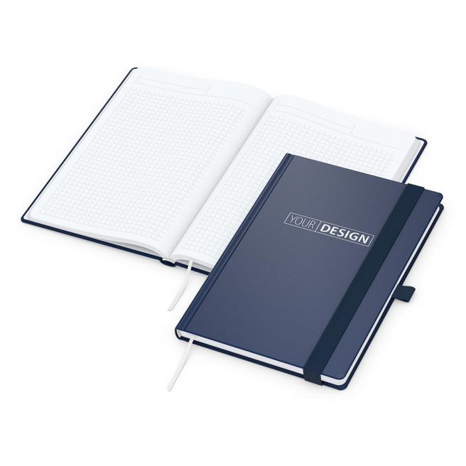 Notizbuch Vision-Book White Bestseller, A5, dunkelblau inkl. Silberprägung