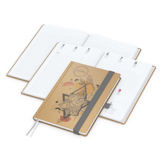 Wochenplaner Match-Hybrid White Bestseller, A5, Natura braun-individuell, silbergrau (Bild 1)