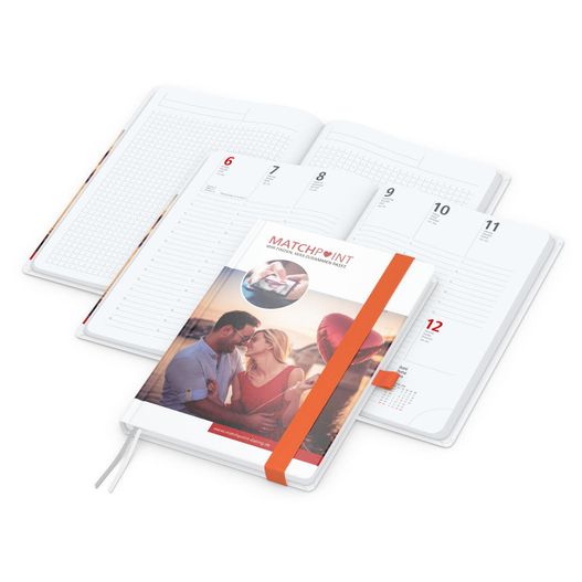 Produktabbildung Wochenplaner Match-Hybrid White Bestseller, A5, Cover-Star gloss-individuell, orange Wochenplaner Match-Hybrid White Bestseller, A5, Cover-Star gloss-individuell, orange (Bild 1)
