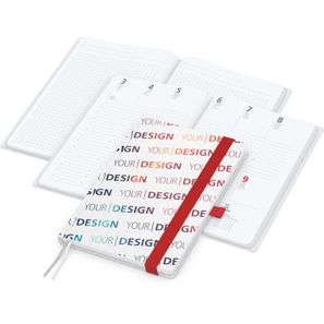 Wochenplaner Match-Hybrid White Bestseller, A5, Natura individuell, rot