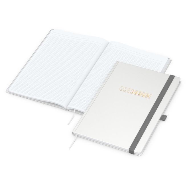 Notizbuch Vision-Book White Bestseller, A4, weiß inkl. Goldprägung