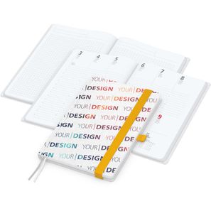 Wochenplaner Match-Hybrid White Bestseller, A5, Natura individuell, gelb