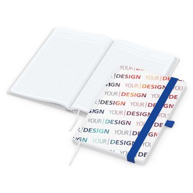 Notizbuch Match-Book White Bestseller, A5, Natura, individuell, mittelblau