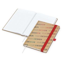 Notizbuch Match-Book White Bestseller, A5, Natura, braun-individuell, rot