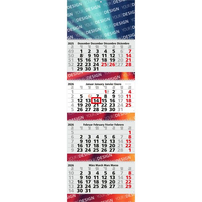 4-Monatskalender Quadro Wire-O 4 Bestseller (Mehrblock)