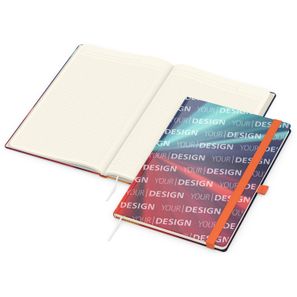 Notizbuch Match-Book Creme Bestseller, A4, Cover-Star, gloss-individuell, orange
