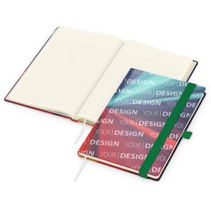 Notizbuch Match-Book Creme Bestseller, A5, Cover-Star, gloss-individuell, grün