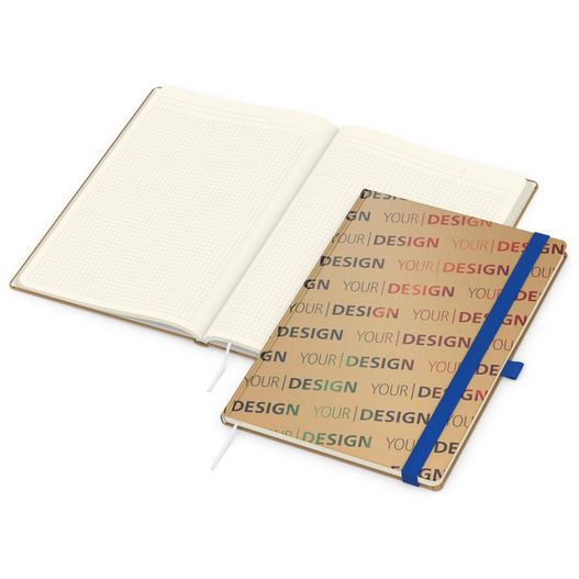 Notizbuch Match-Book Creme Bestseller, A4, Natura, braun-individuell, mittelblau (Bild 1)