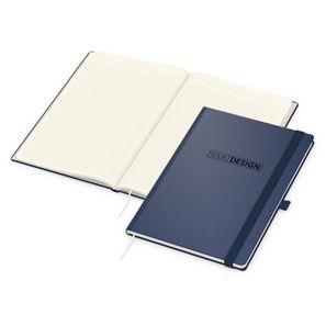 Notizbuch Vision-Book Creme Bestseller, A4, dunkelblau inkl. Prägung schwarz-glänzend