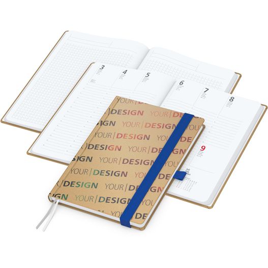 Wochenplaner Match-Hybrid White Bestseller, A5, Natura braun-individuell, mittelblau (Bild 1)