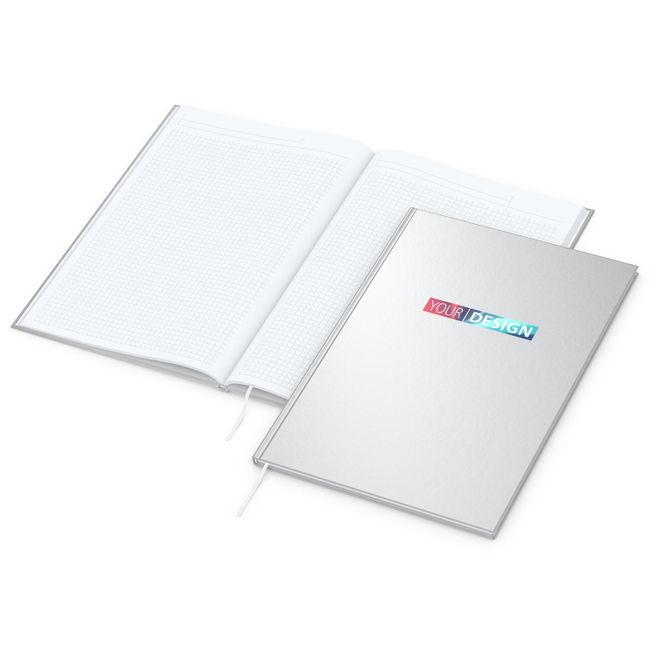 Produktabbildung Notizbuch Memo-Book Bestseller, A4, matt-silber Notizbuch Memo-Book Bestseller, A4, matt-silber
