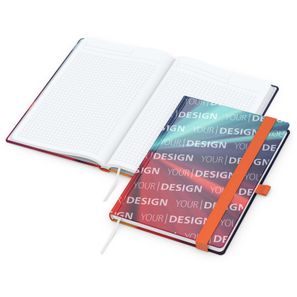 Notizbuch Match-Book White Bestseller, A5, Cover-Star, matt-individuell, orange