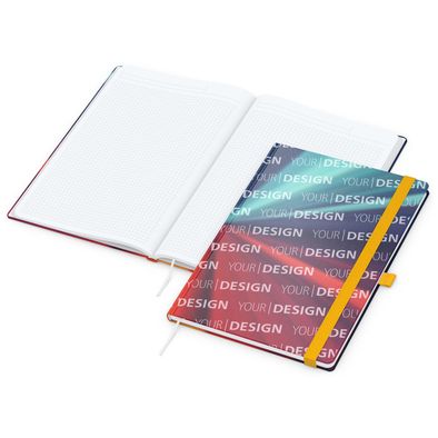 Notizbuch Match-Book White Bestseller, A4, Cover-Star, matt-individuell, gelb