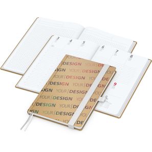 Wochenplaner Match-Hybrid White Bestseller, A5, Natura braun-individuell, weiß