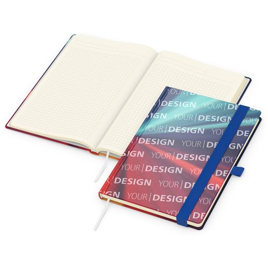 Produktabbildung Notizbuch Match-Book Creme Bestseller, A5, Cover-Star, matt-individuell, mittelblau Notizbuch Match-Book Creme Bestseller, A5, Cover-Star, matt-individuell, mittelblau (Bild 1)