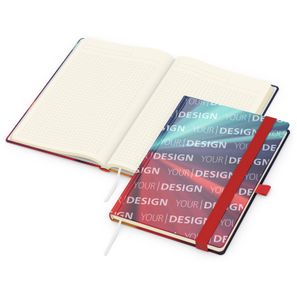 Notizbuch Match-Book Creme Bestseller, A5, Cover-Star, gloss-individuell, rot