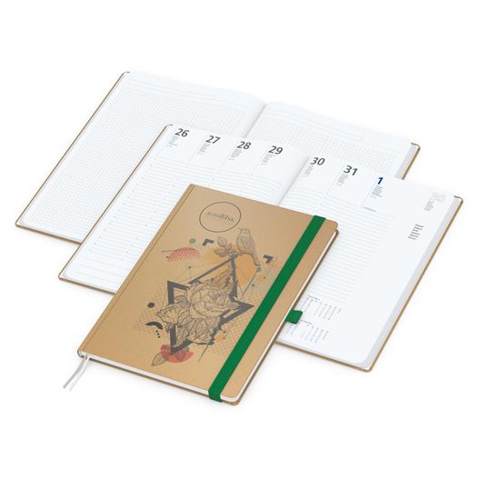 Wochenplaner Match-Hybrid White Bestseller, A4, Natura braun-individuell, grün (Bild 1)