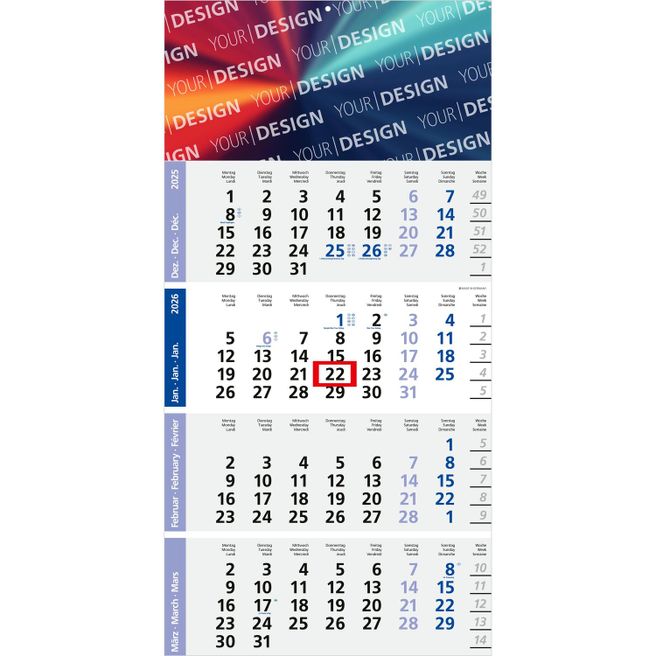4-Monatskalender Logic 4 Post Bestseller (Einblatt)
