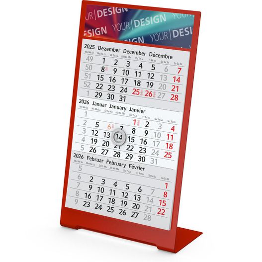 Tischkalender Desktop 3 Color Bestseller, 1 Jahr, rot (Bild 1)