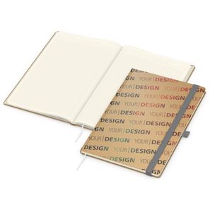 Notizbuch Match-Book Creme Bestseller, A4, Natura, braun-individuell, silbergrau