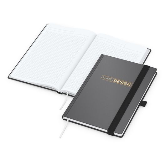 Produktabbildung Notizbuch Vision-Book White Bestseller, A5, anthrazit inkl. Goldprägung Notizbuch Vision-Book White Bestseller, A5, anthrazit inkl. Goldprägung (Bild 1)