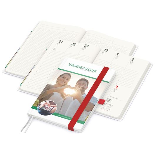 Wochenplaner Match-Hybrid A5 Cover-Star Recycling-Matt, rot (Bild 1)