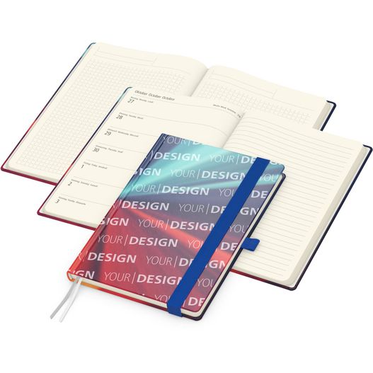 Wochenplaner Match-Hybrid Creme Bestseller, Cover-Star gloss, mittelblau (Bild 1)