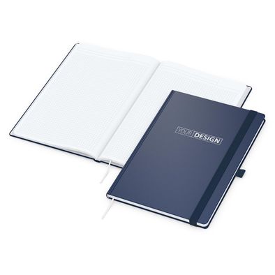 Notizbuch Vision-Book White Bestseller, A4, dunkelblau inkl. Silberprägung