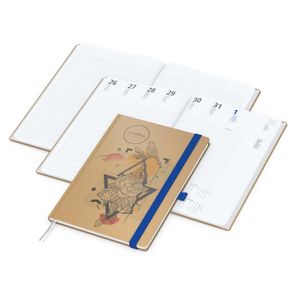 Wochenplaner Match-Hybrid White Bestseller, A4, Natura braun-individuell, mittelblau