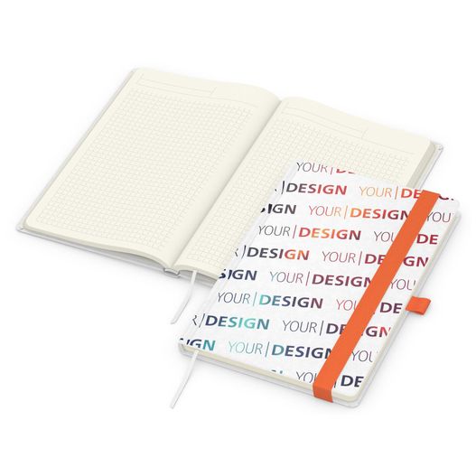 Produktabbildung Notizbuch Match-Book Creme Bestseller, A5, Natura, individuell, orange Notizbuch Match-Book Creme Bestseller, A5, Natura, individuell, orange (Bild 1)