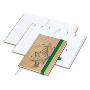 Wochenplaner Match-Hybrid White Bestseller, A5, Natura braun-individuell, grün