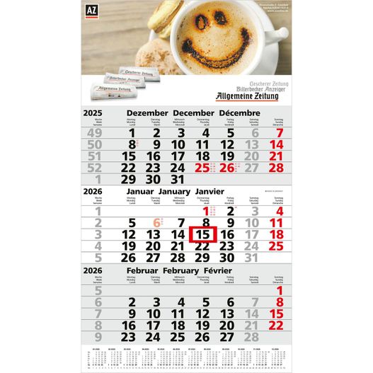 Produktabbildung 3-Monatskalender Primus 3 Post Bestseller (Einblatt) 3-Monatskalender Primus 3 Post Bestseller (Einblatt) (Bild 1)