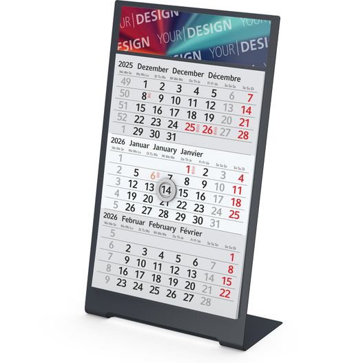 Tischkalender Desktop 3 Color Bestseller, 1 Jahr, anthrazit (Bild 1)