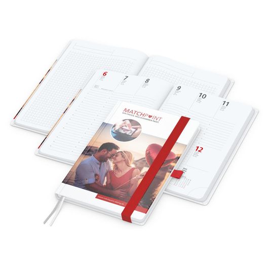 Wochenplaner Match-Hybrid White Bestseller, A5, Cover-Star gloss-individuell, rot (Bild 1)