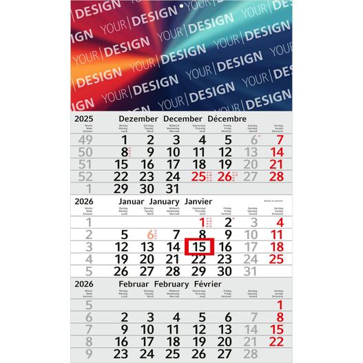 Produktabbildung 3-Monatskalender Budget 3 Bestseller, rot (Einblatt) 3-Monatskalender Budget 3 Bestseller, rot (Einblatt) (Bild 1)