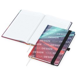 Notizbuch Match-Book White Bestseller, A5, Cover-Star, gloss-individuell, schwarz
