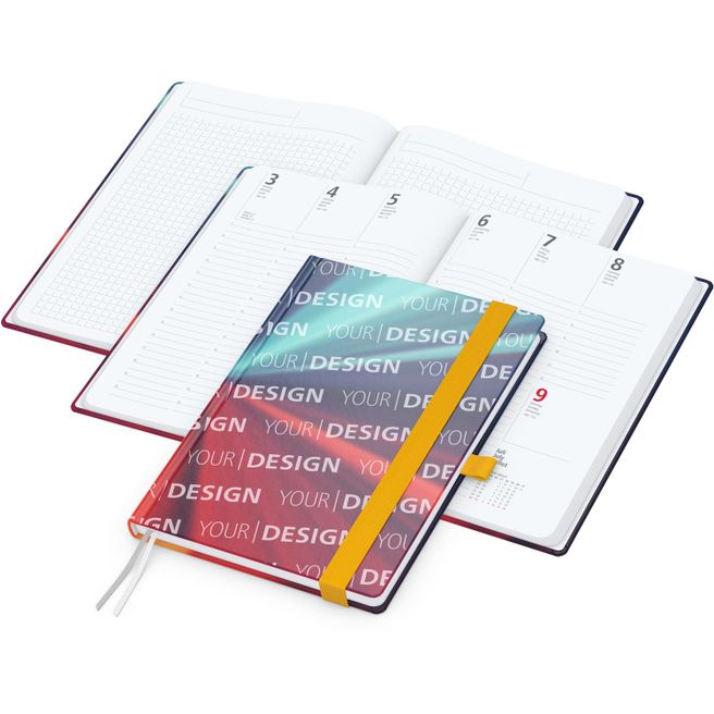 Wochenplaner Match-Hybrid White Bestseller, A5, Cover-Star gloss-individuell, gelb