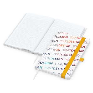 Notizbuch Match-Book White Bestseller, A5, Natura, individuell, gelb