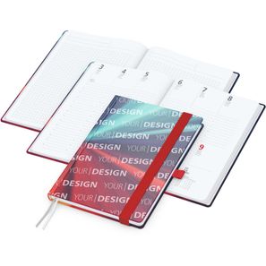 Wochenplaner Match-Hybrid White Bestseller, A5, Cover-Star matt-individuell, rot