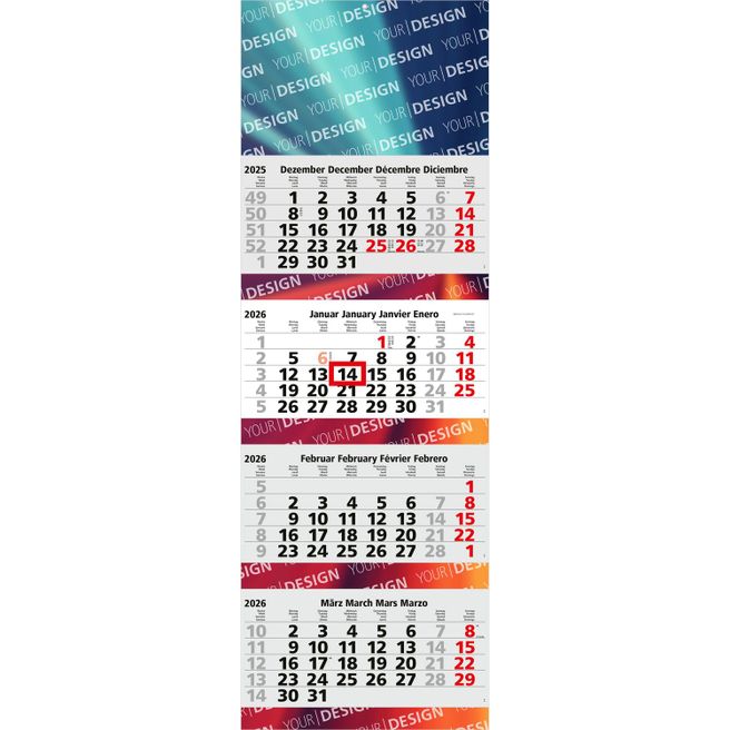 4-Monatskalender Quadro 4 Post Bestseller (Mehrblock)