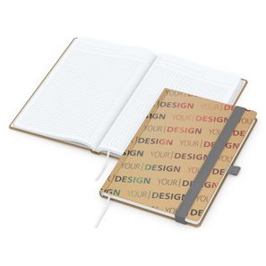 Notizbuch Match-Book White Bestseller, A5, Natura, braun-individuell, silbergrau