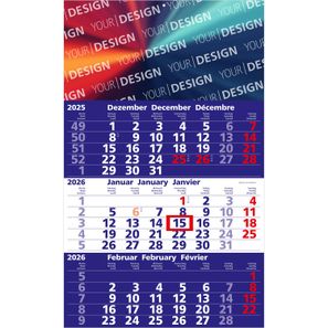3-Monatskalender Solid 3 Bestseller, dunkelblau (Einblatt)