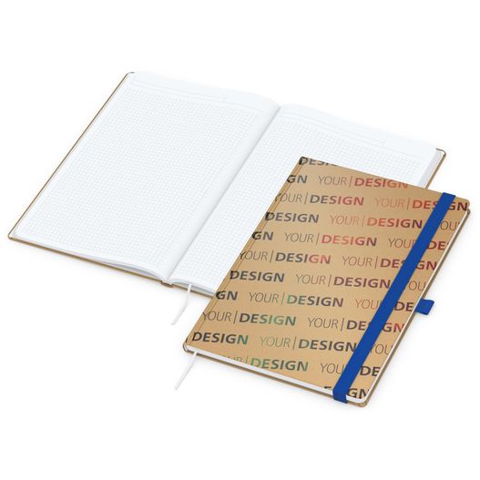 Notizbuch Match-Book White Bestseller, A4, Natura, braun-individuell, mittelblau (Bild 1)