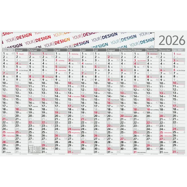 Wandplaner Pure Bamboo green+blue, rot