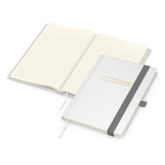Produktabbildung Notizbuch Vision-Book Creme Bestseller, A5, weiß inkl. Goldprägung Notizbuch Vision-Book Creme Bestseller, A5, weiß inkl. Goldprägung (Bild 1)