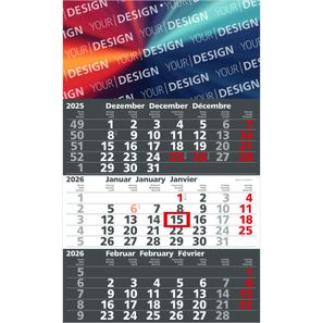 3-Monatskalender Solid 3 Bestseller, anthrazit (Einblatt)