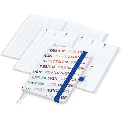 Wochenplaner Match-Hybrid White Bestseller, A5, Natura individuell, mittelblau