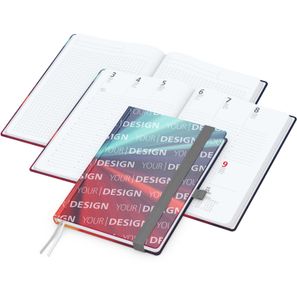 Wochenplaner Match-Hybrid White Bestseller, A5, Cover-Star gloss-individuell, silbergrau