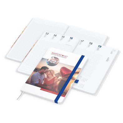 Wochenplaner Match-Hybrid White Bestseller, A4, Cover-Star gloss, mittelblau