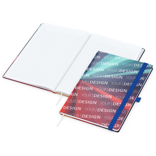 Notizbuch Match-Book White Bestseller, A4, Cover-Star, gloss-individuell, mittelblau